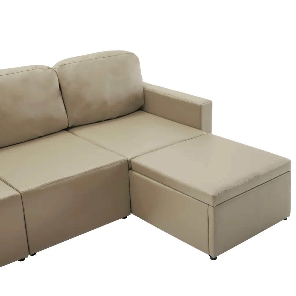 Divano Letto Modulare a 3 Posti Cappuccino in Similpelle 288800