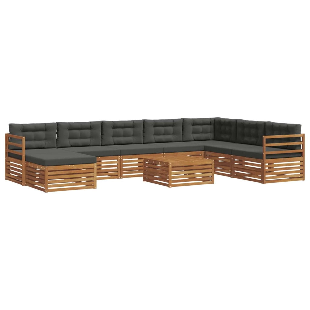 Set di divani da esterno con cuscino 9 pcs Naturale e Antracite
