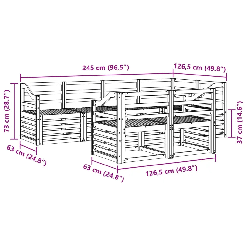 Set divano sezionale 7 pcs Naturale
