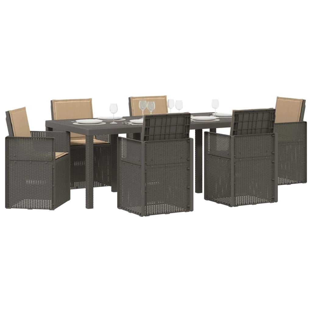 Set da Pranzo per Giardino 7 pcs Grigio chiaro e Tortora PP