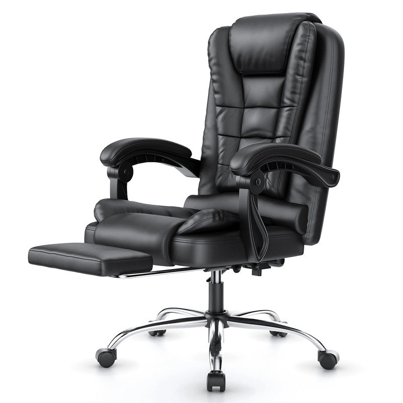 Sedia da ufficio con poggiapiedi, sedia da ufficio ergonomica , sedia per computer in similpelle, girevole e reclinabile, nera