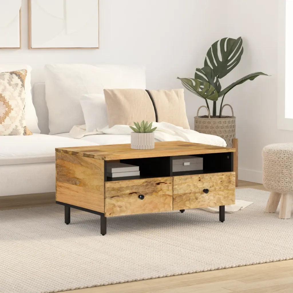 Tavolino da Salotto 80x54x40 cm in Legno Massello di Mango 356904