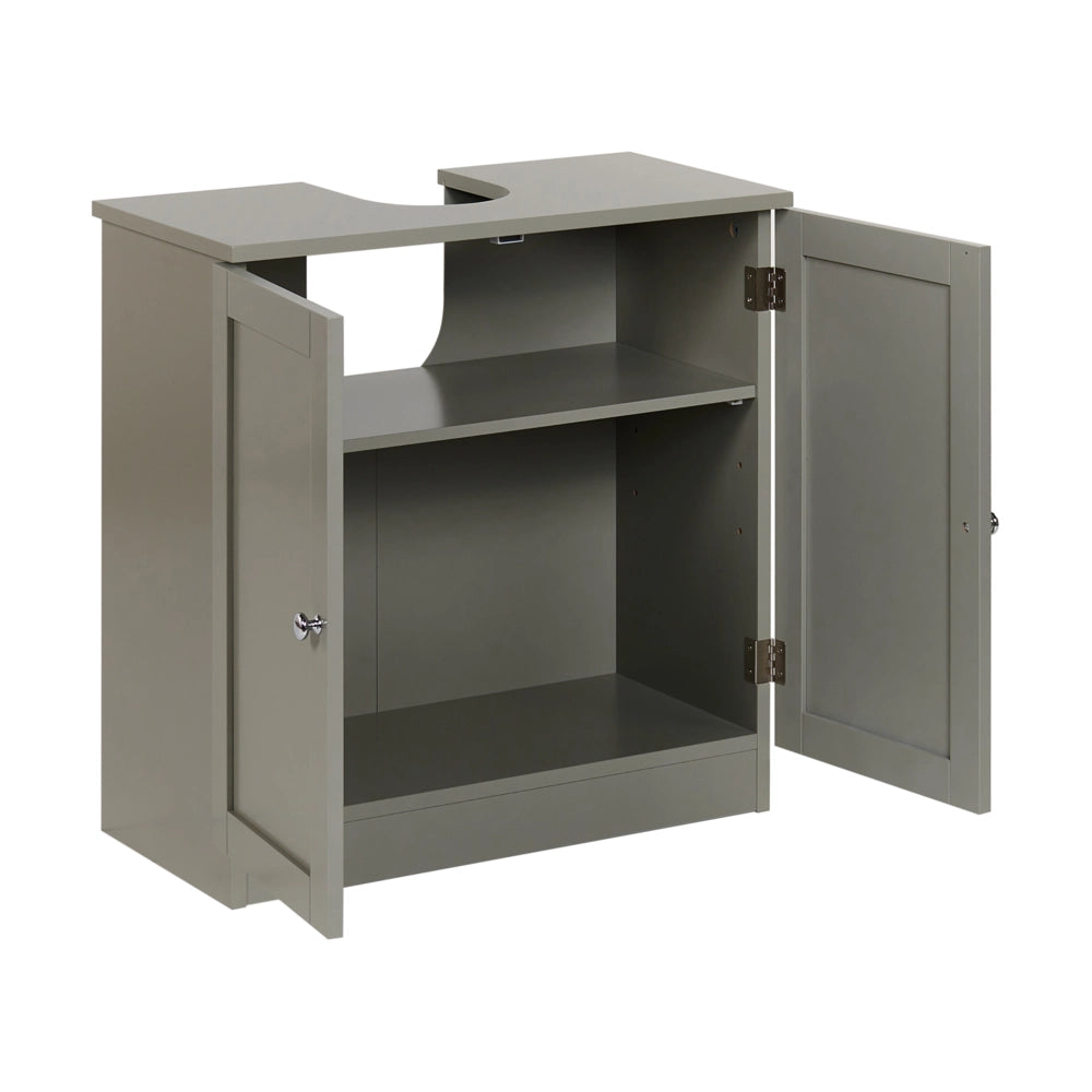 Mobile da bagno in MDF grigio con ripiani, stile tradizionale