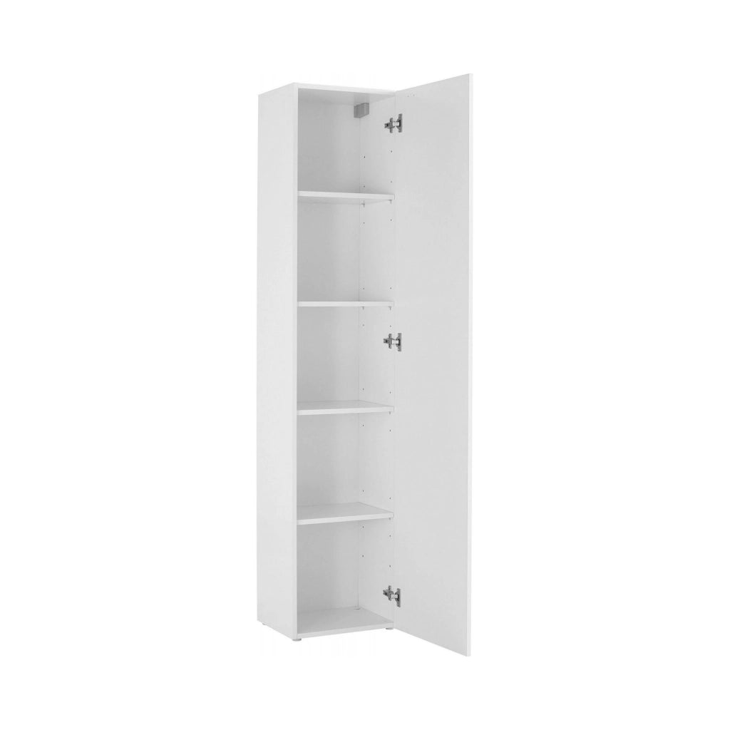 Neto, Armadio Multiuso 1 Anta 4 Ripiani Made in Italy, 40x180h cm Bianco Lucido