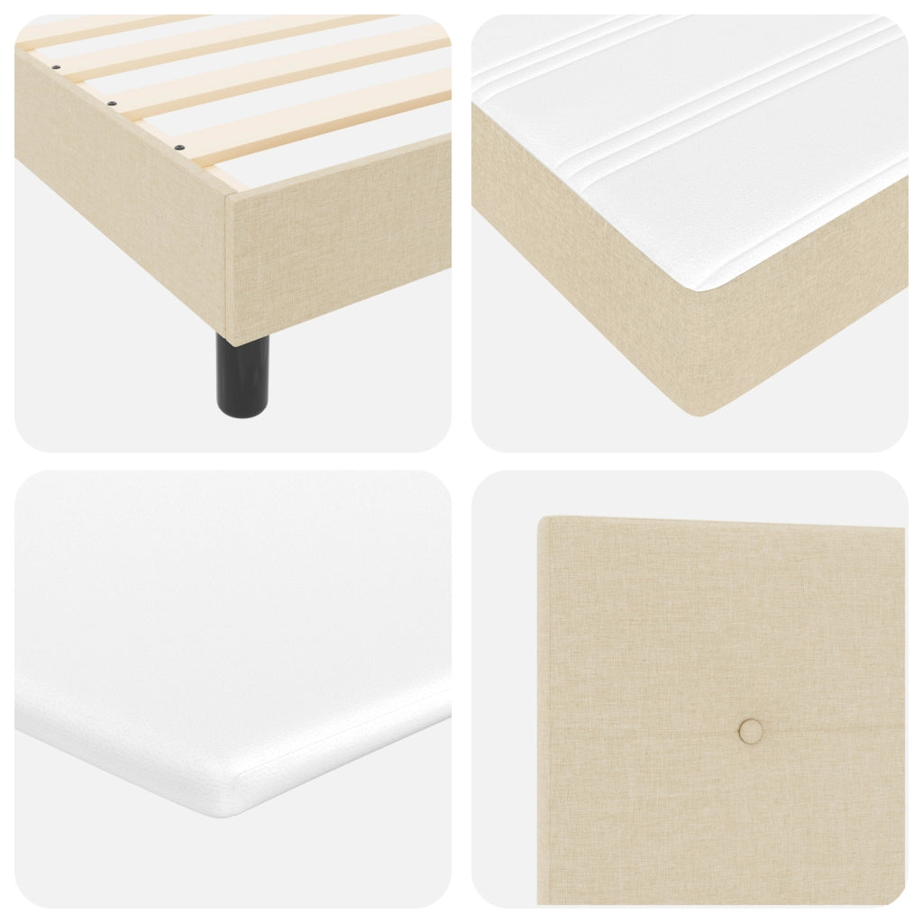 Letto con Box Spring e Materasso Panna 140x200 cm Tessuto