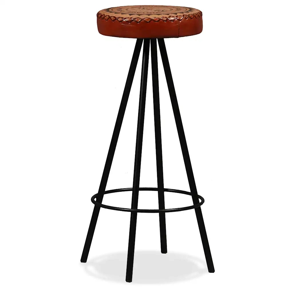 Set da Bar 3 pz in Legno Massello Acacia in Pelle Vera e Tela cod mxl 8977