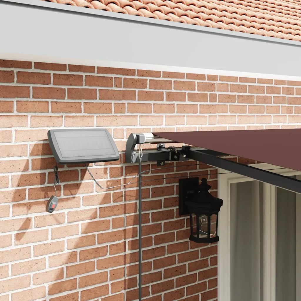 Tenda da Sole Retrattile Manuale con LED Marrone 500x300 cm 3310217