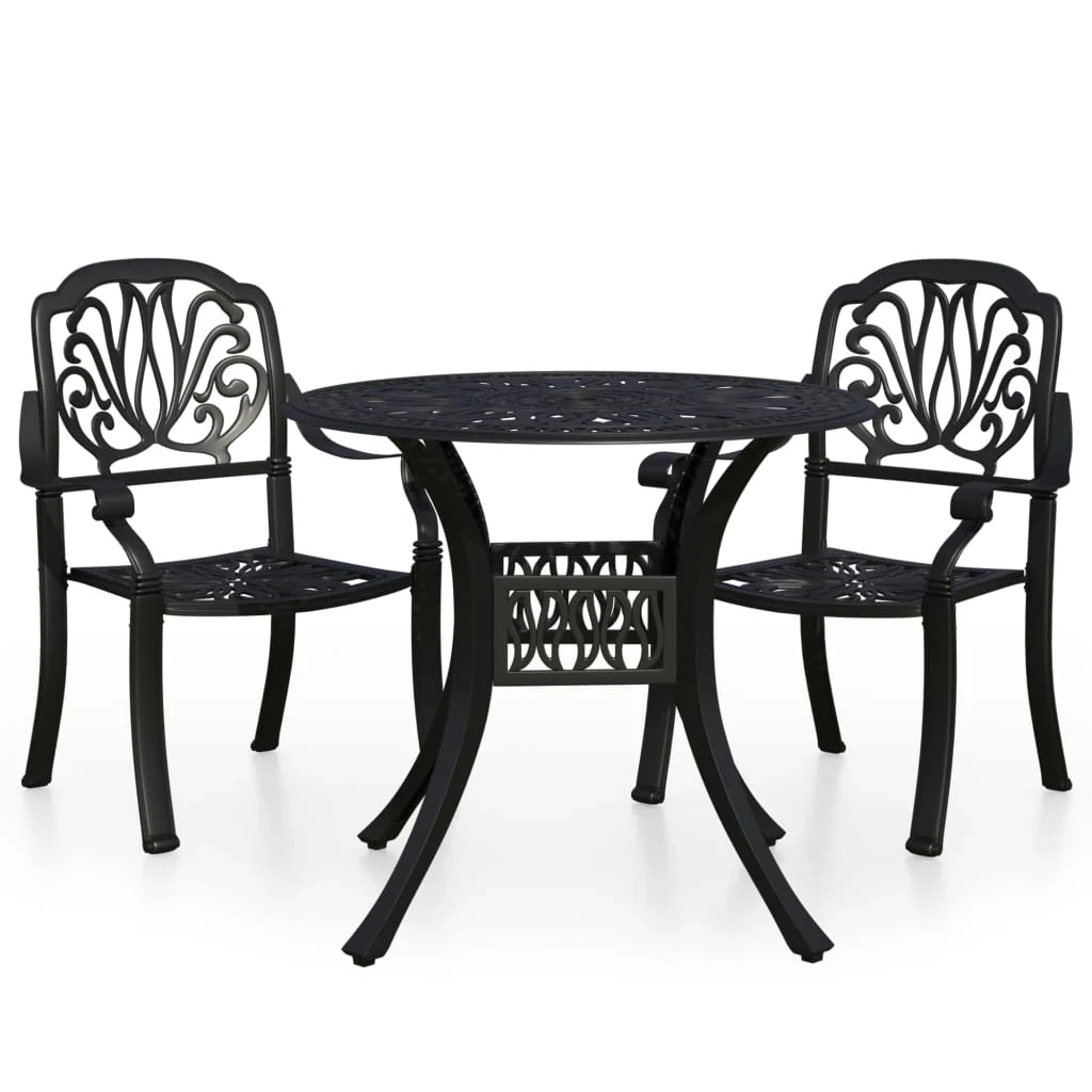Set da giardino bistrot mobili da giardino per esterni 3 pezzi in alluminio pressofuso nero 02_0013512
