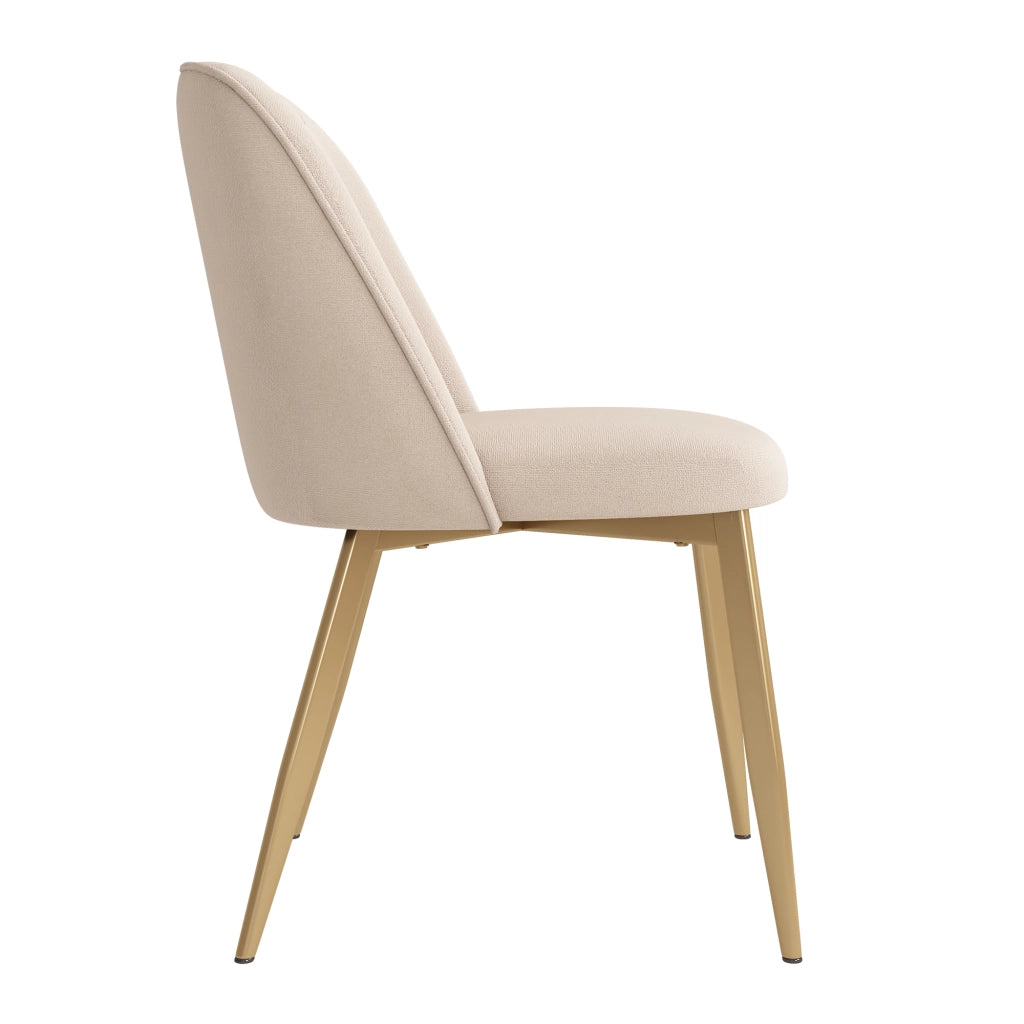 Sedie da Pranzo in Velluto ¨C MINIMAL ¨C Beige e Oro, Set 6 Pezzi, Stile Moderno