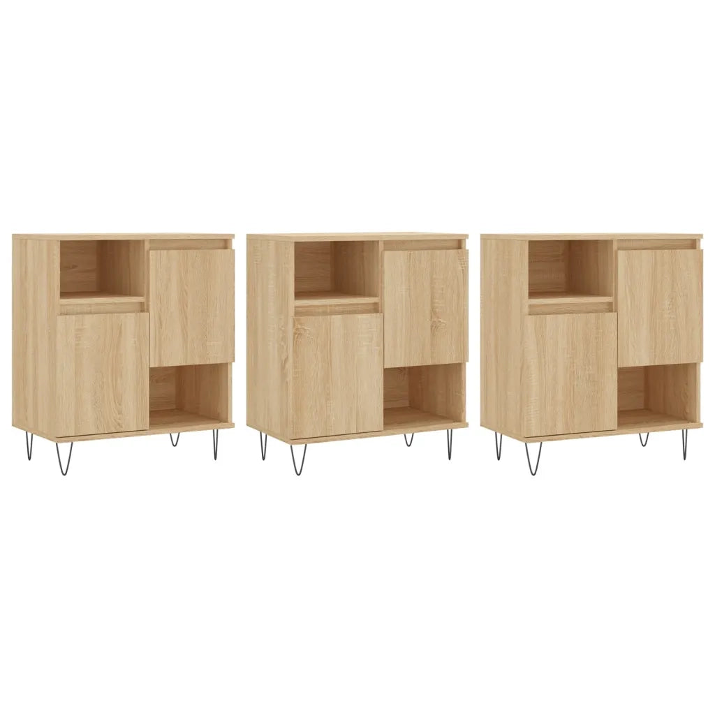Credenze 3 pz | Madia | Buffet da pranzo | Armadio da pranzo Rovere Sonoma in Legno Multistrato