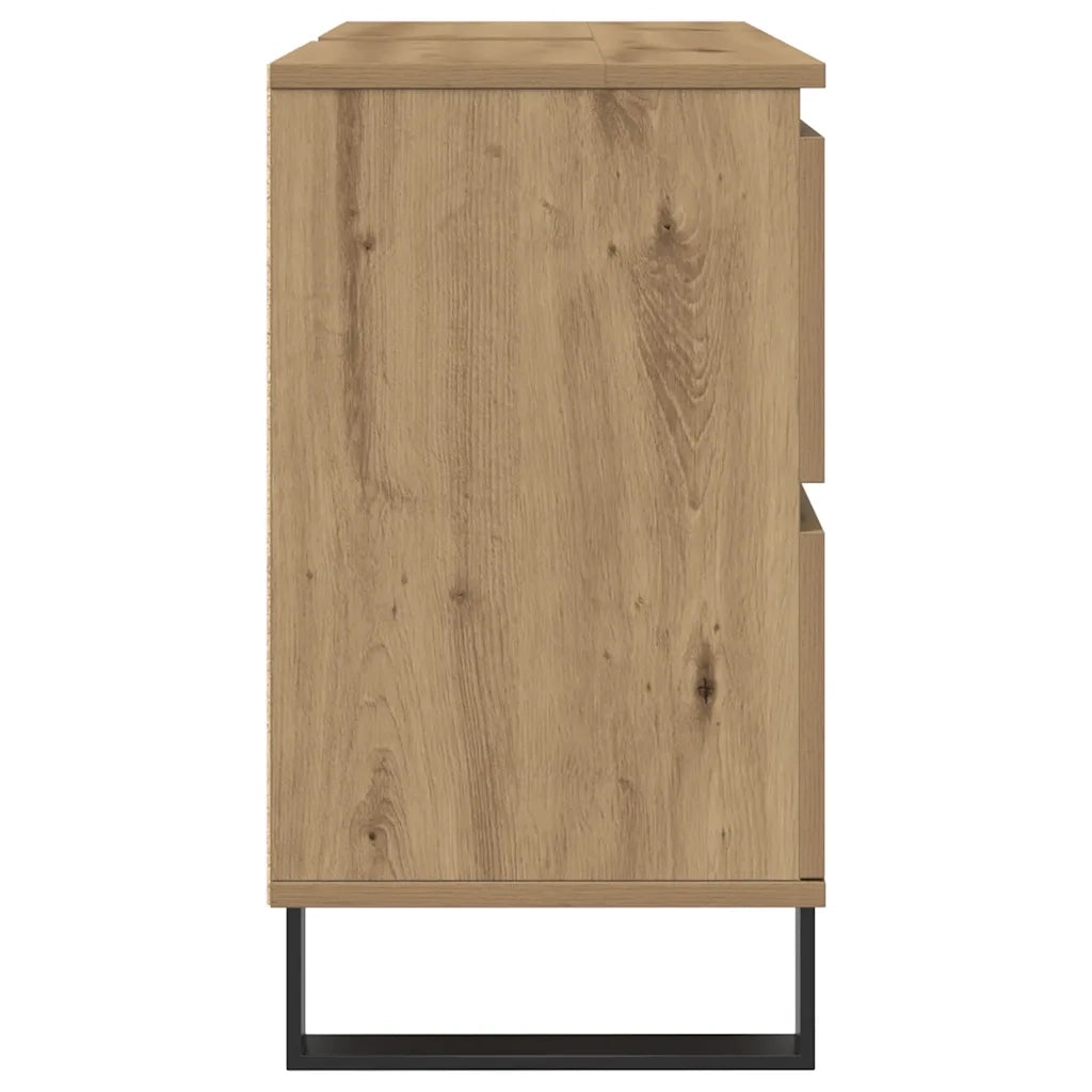 Mobiletto da Bagno Rovere Artigianale 80x33x60 cm in Truciolato 857239