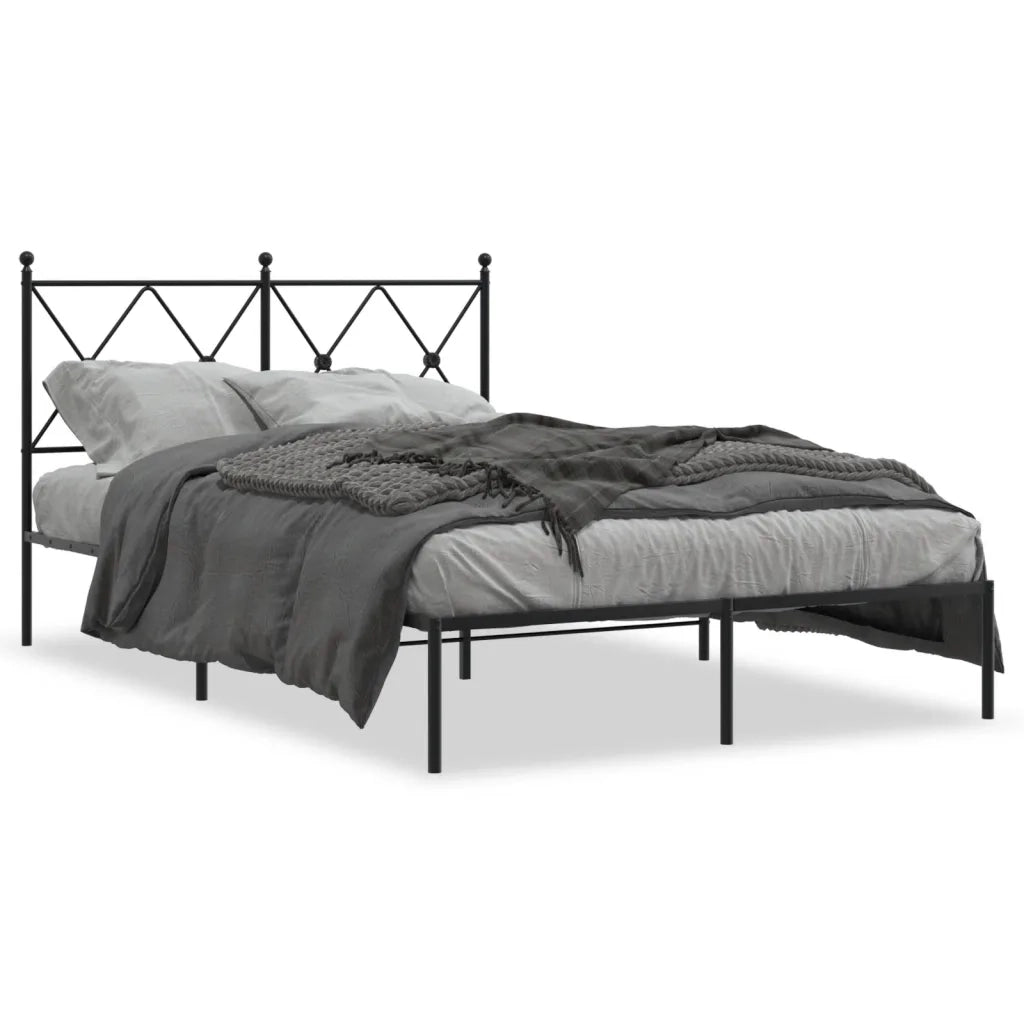 Letto matrimoniale | Letto per adulti | Giroletto con Testiera in Metallo Nero 120x190 cm
