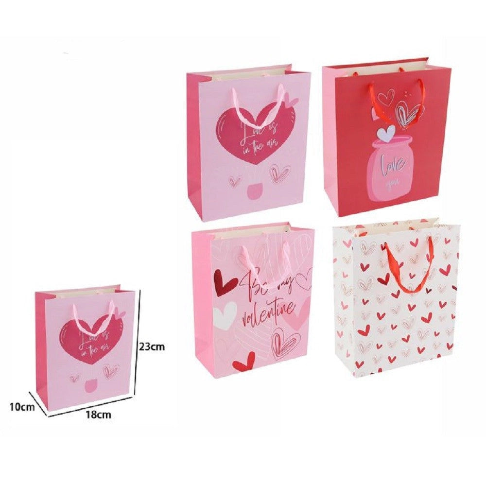 Trade Shop - Set 6 Buste Regalo Borsa Sacchetti San Valentino 18x23x10cm 69875 Varie Fantasie -