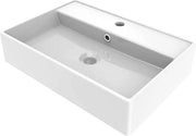 Wastafello rettangolare in ceramica per bagno - finitura lucida bianca - dimensioni 560 x 380 mm con vasca