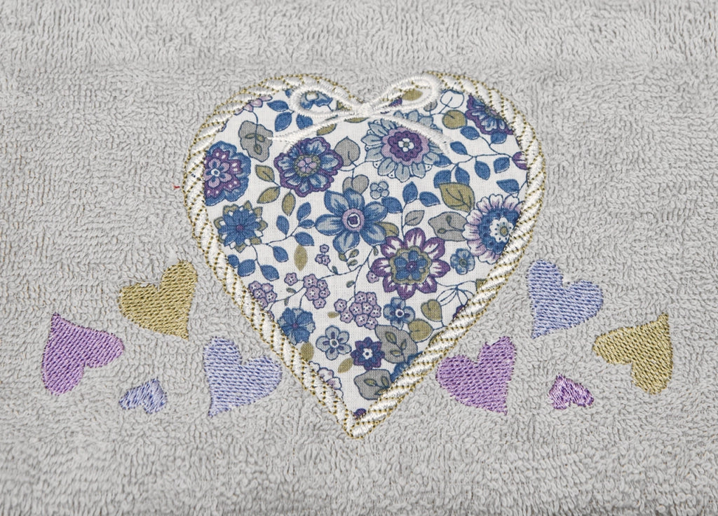 Set Asciugamano Copiola Salvietta Bagno Spugna 100% Cotone Mary Cuori - Copiola - Grigio