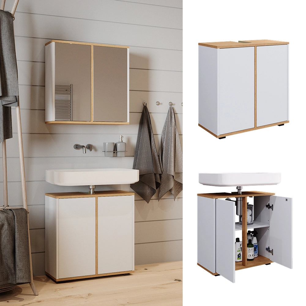 Vicco Mobile sottolavabo per bagno Bianco/Artisan 60 x 62 cm con 2 porte