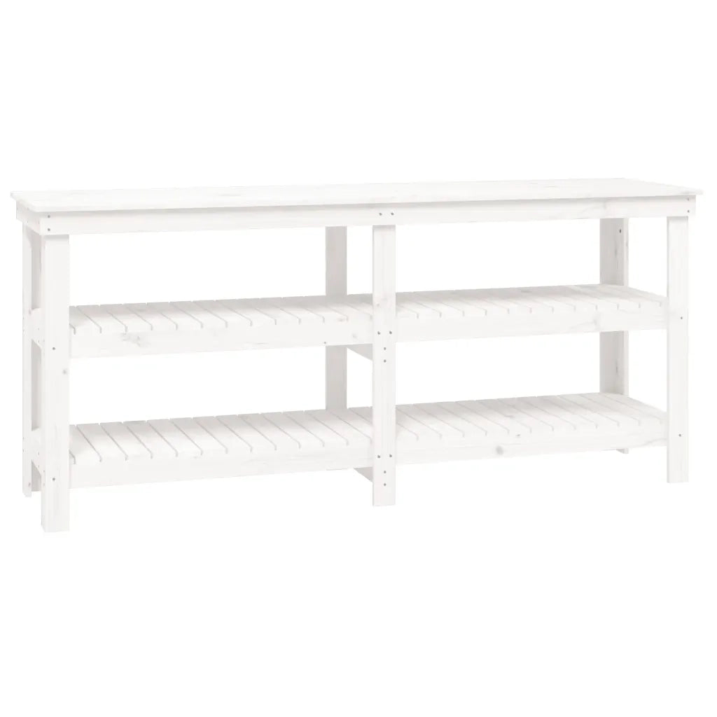 Banco da Lavoro Bianco 181x50x80 cm in Legno Massello di Pino 823655