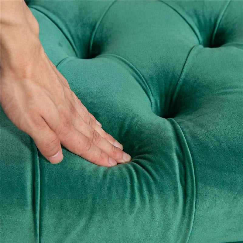 PANCA FONDO LETTO IMBOTTITA CON RIVESTIMENTO TRAPUNTATO IN TESSUTO EFFETTO VELLUTO 118X45X42 CM VERDE SCURO