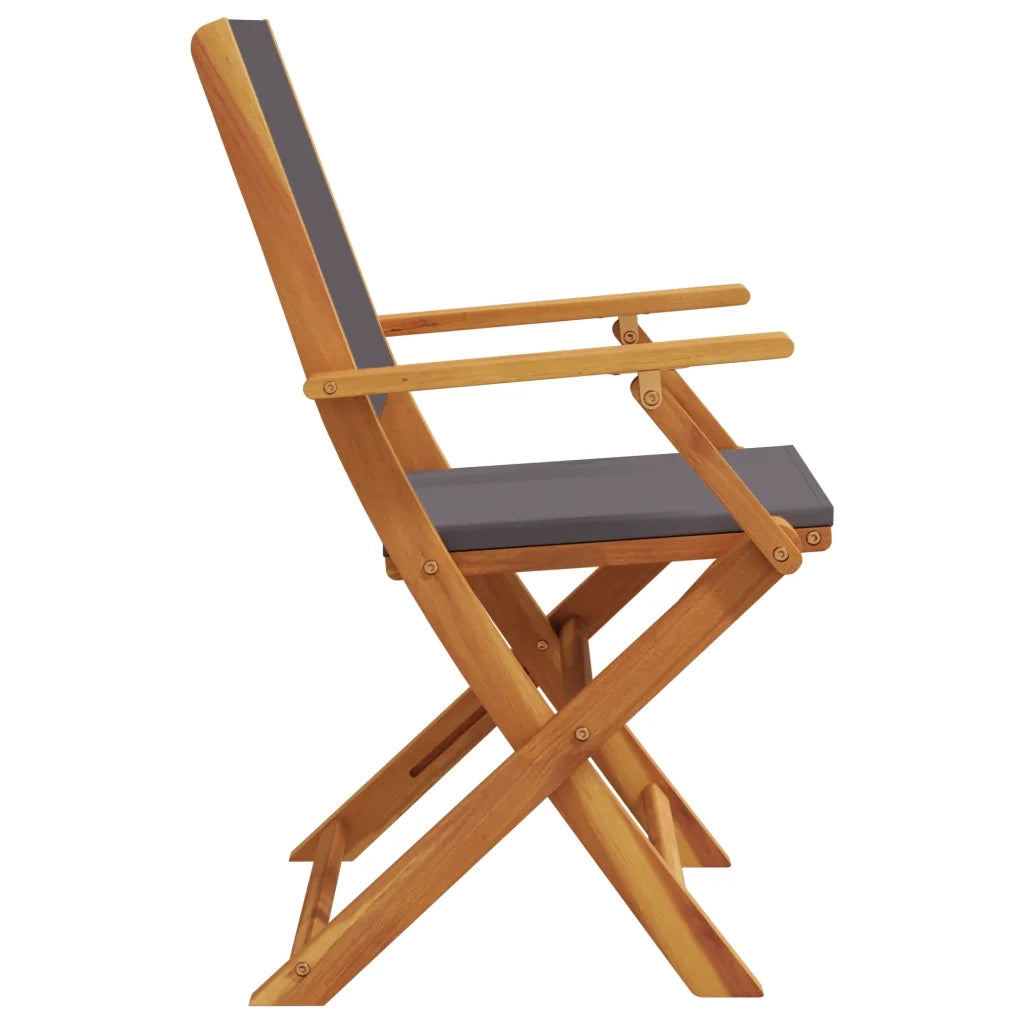 Sedie Giardino Pieghevoli 4pz Antracite Tessuto Legno Massello 3214577
