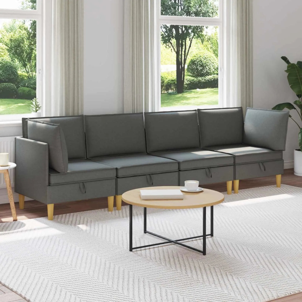 Set di mobili per il soggiorno 4 pcs Grigio Scuro Tessuto 3413679