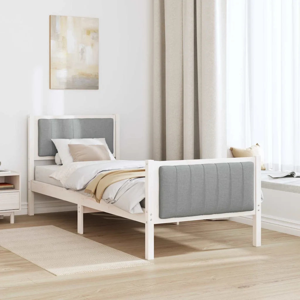 Struttura del letto-Giroletto-Rete del Letto Bianco e grigio chiaro 75 x 190 cm 139365