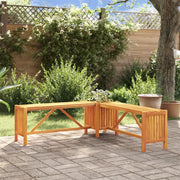 Panca Giardino Angolare e Fioriera-Fioriera Multifunzione-Vaso da Esterno 117x117x40cm Massello Acacia