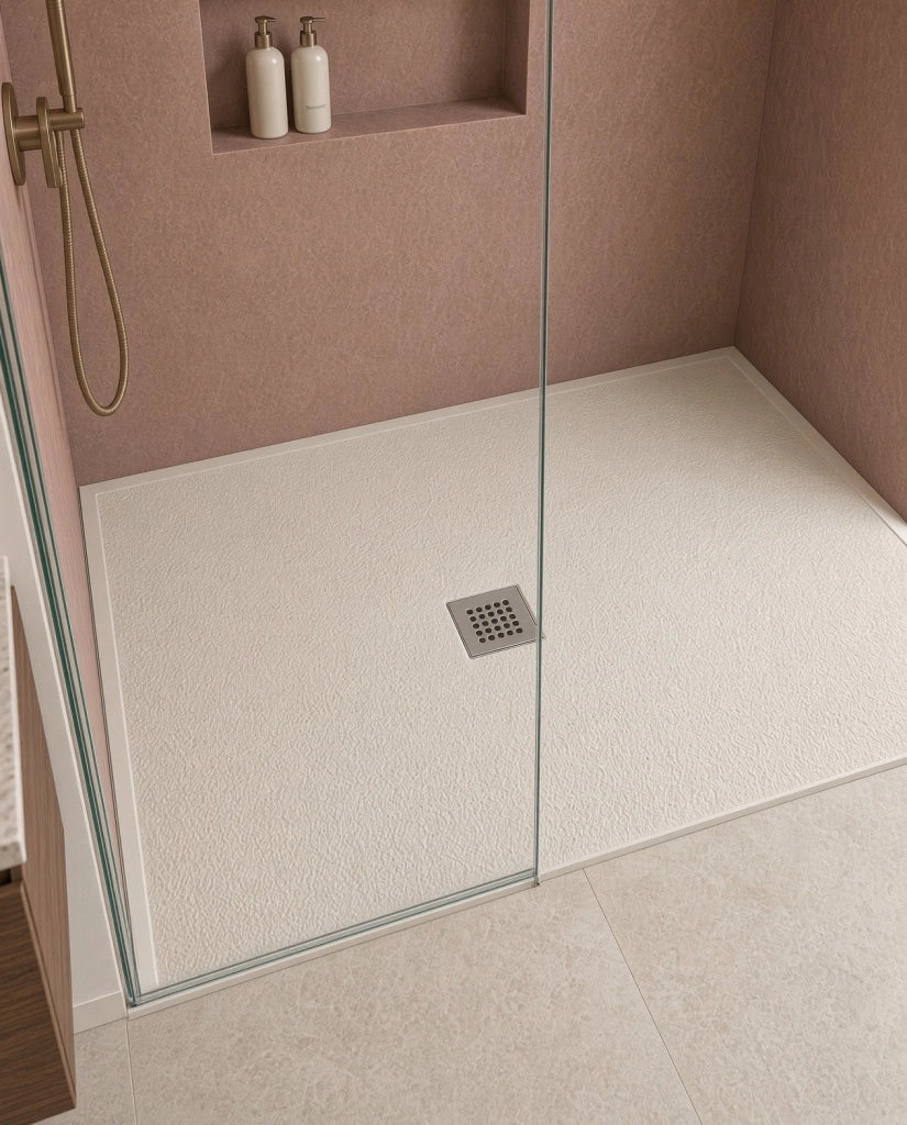 Piatto doccia rettangolare 150x90 cm effetto pietra marmoresina STONE beige FRANCIA