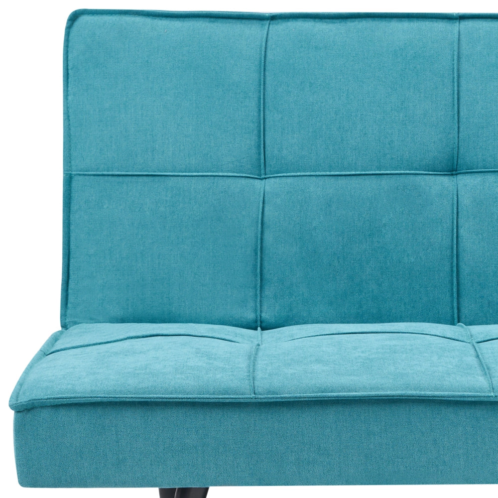 Divano letto in tessuto blu marino a 3 posti con imbottitura trapuntata Letto per ospiti senza braccioli con chiusura a scatto
