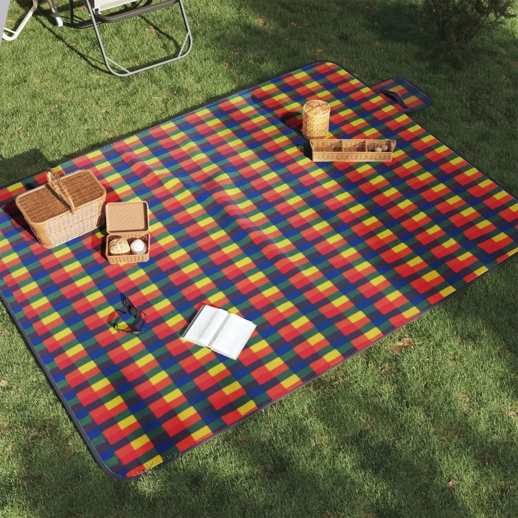 Tovaglia Picnic Pieghevole Quadri Multicolore 200x150cm Velluto CFW4983562