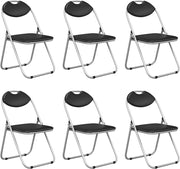 Set Sedia Pieghevole Imbottita 6 Pezzi, Sedie Pieghevoli Salvaspazio in Metallo con Piedini Antiscivolo, Sgabello Pieghevole Multiuso per Salotto Cucina Ufficio, Nero