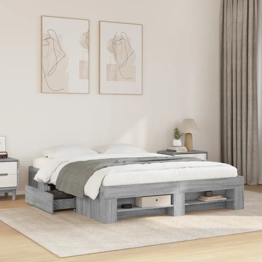 Giroletto senza Materasso Grigio Sonoma 160x200 cm Truciolato