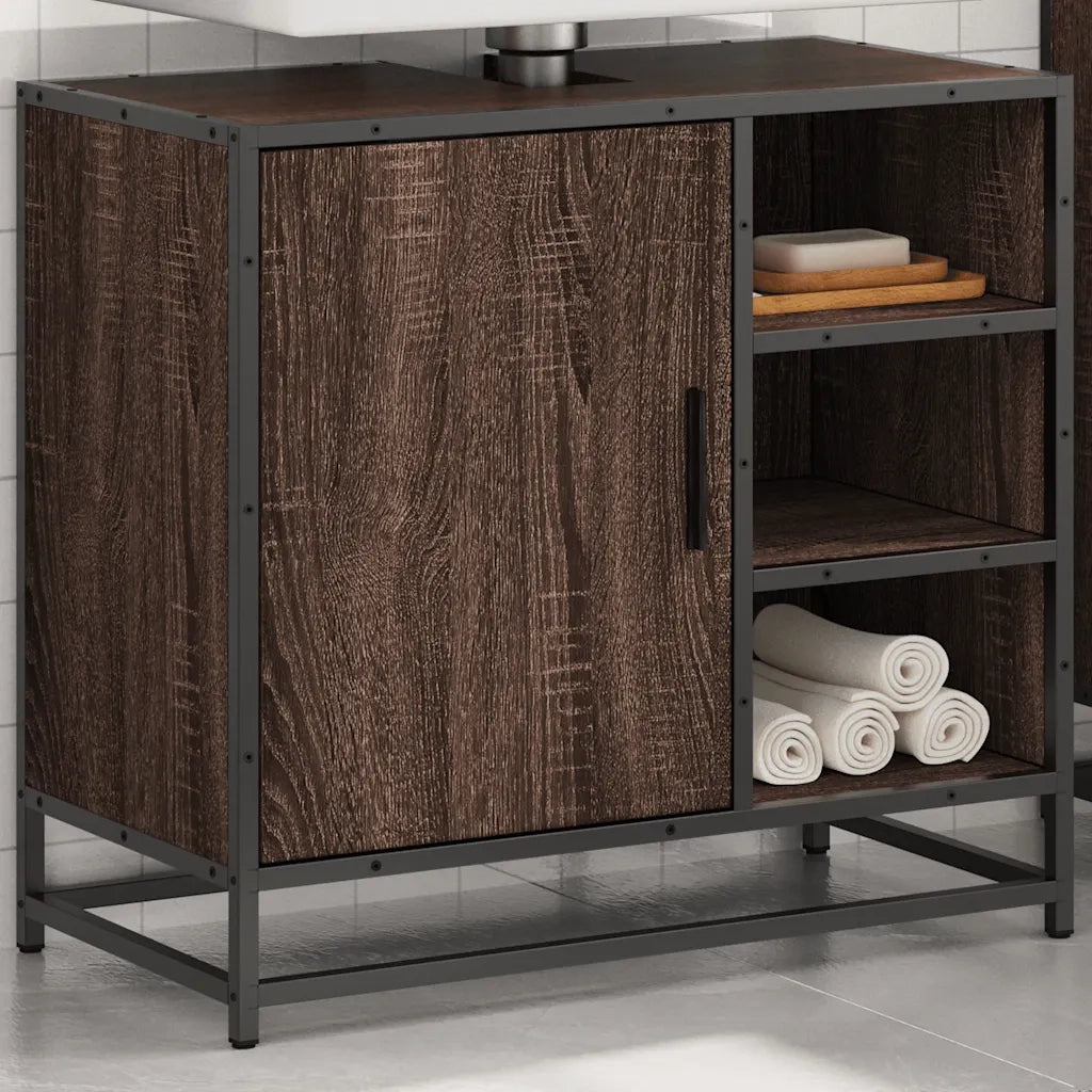 Mobile Lavabo Bagno Rovere Marrone 65x33x60cm Legno Multistrato 849288
