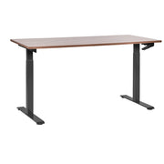 Scrivania regolabile manualmente in altezza Piano del tavolo legno scuro Telaio in acciaio nero 160 x 72 cm Piedi quadrati Design moderno Ufficio