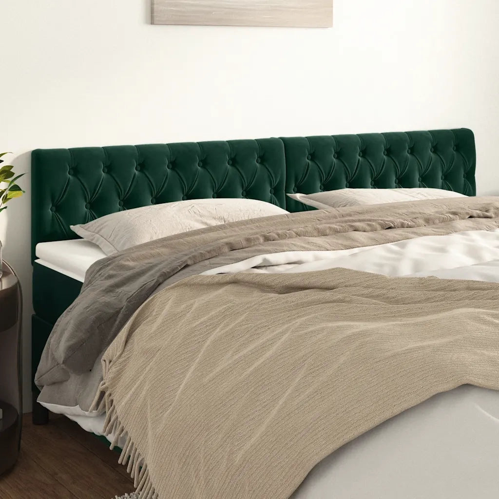 Testiera 2 pz Verde scuro 100x7x78/88 cm in Vellutocod mxl 95545