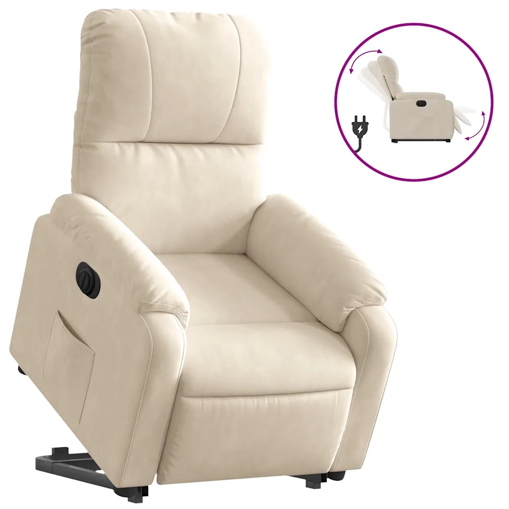 Poltrona Alzapersona Reclinabile Elettrica Beige in Microfibra 3204948