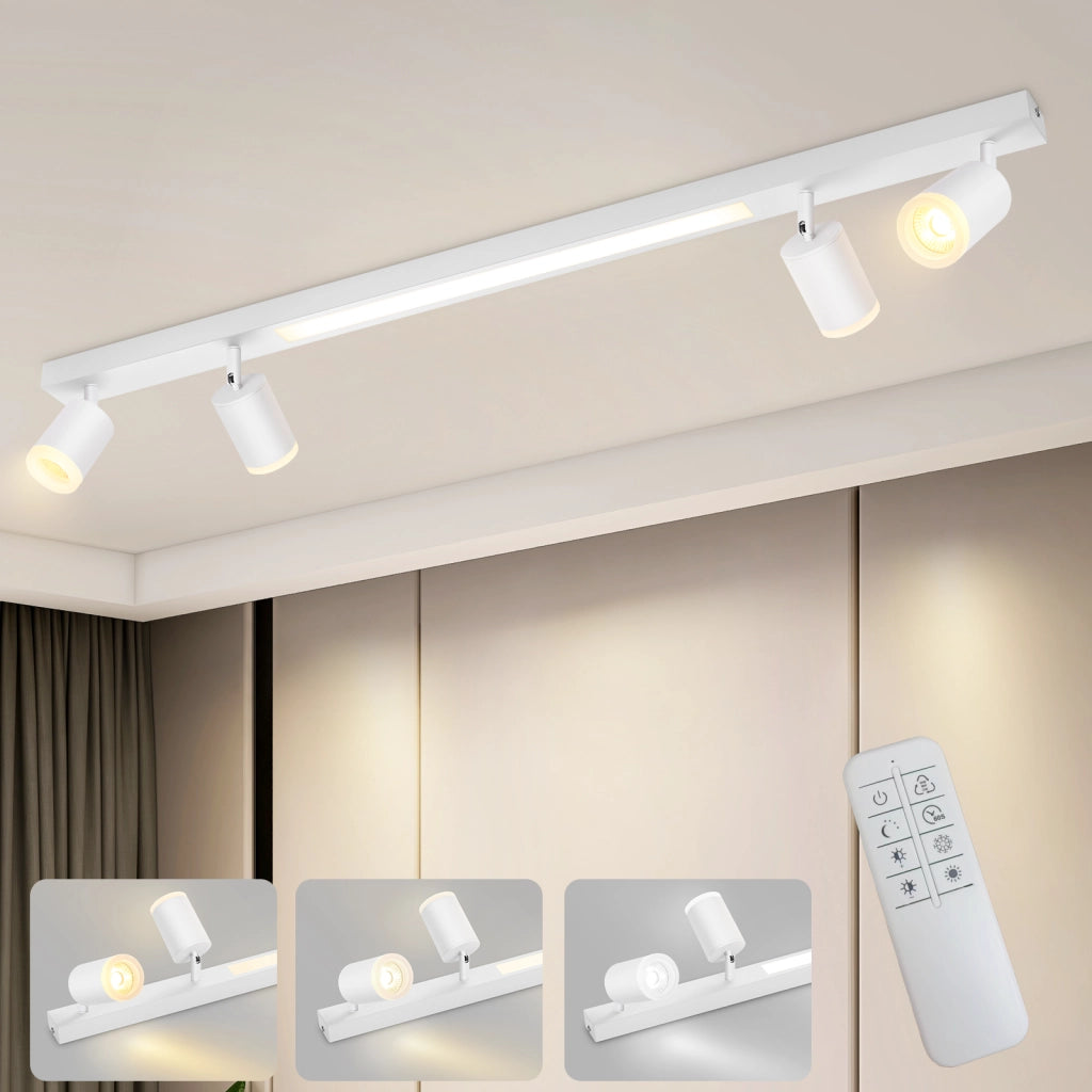 ZMH Faretto da soffitto LED bianchi 4 lampadine 38W dimmerabili telecomando 3000-6500K orientabili 350°