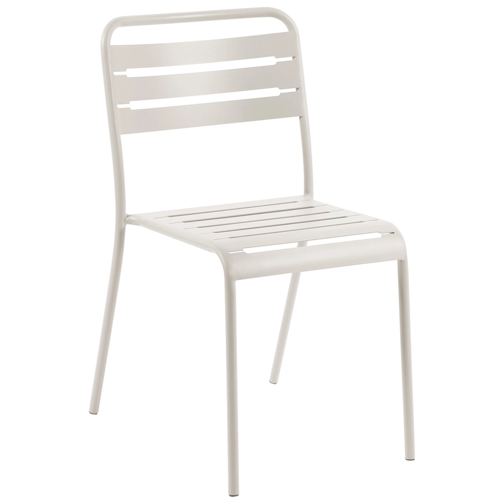 Set di 2 Sedie da Giardino in Ferro Metallo Beige Chiaro Senza Braccioli Impilabili per Esterni