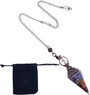 Collana di Dowsing con Pietre Gemme 7 Chakra - Punte Hexagonali Punteggiate - Pietre Naturali per Energie Reiki Wiccan Cristalli per Griglia di Cristalli di Reiki