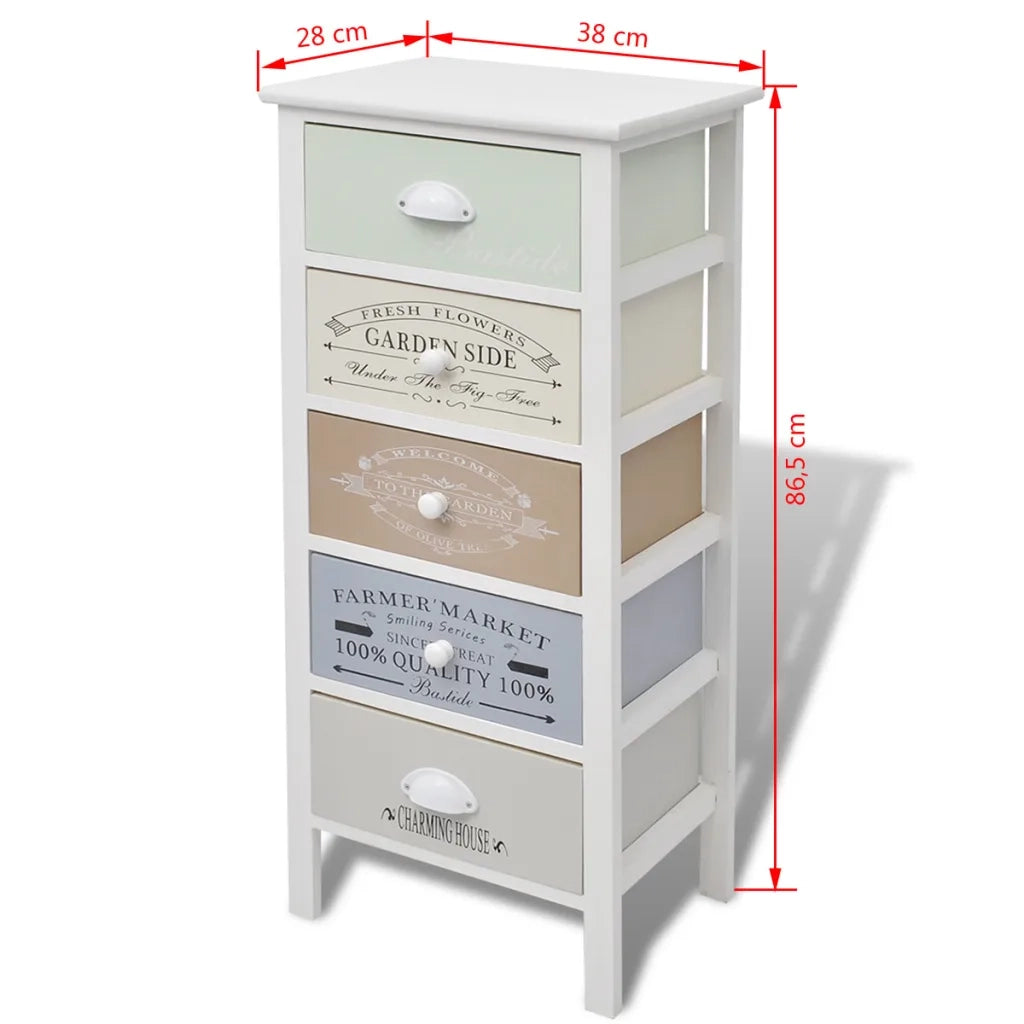 Mobile in Stile Francese con 5 Cassetti in Legno 242878
