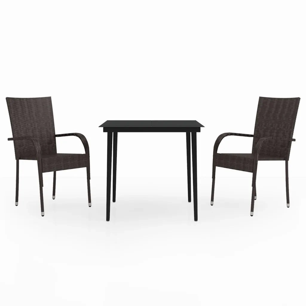 Set da Pranzo da Giardino 3 pz Marrone e Nero 3099401