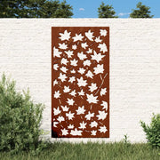 Decorazione Muro Giardino 105x55 cm Foglia Acero Acciaio Corten 824479