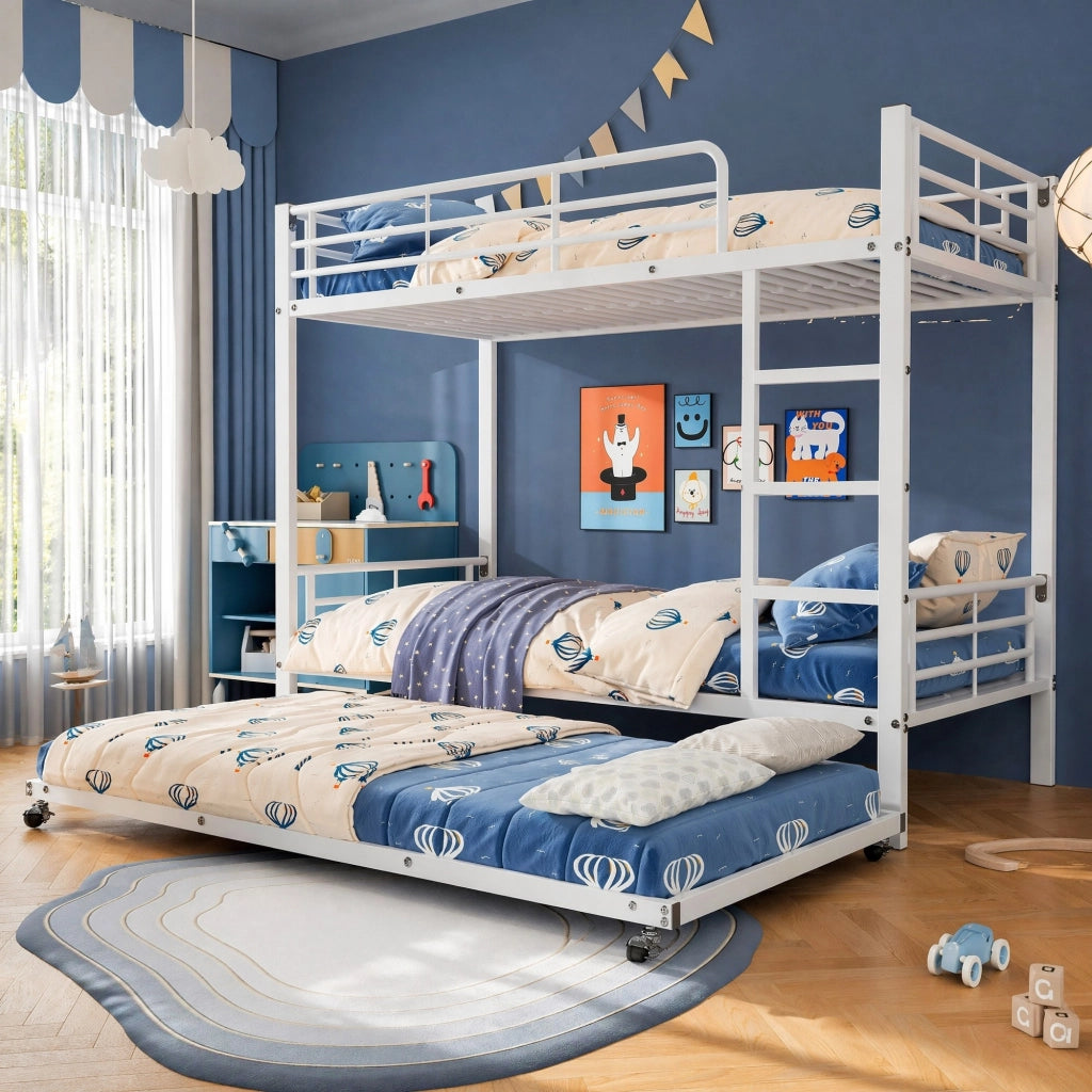 Letto a castello in metallo con letto estraibile, sicurezza e risparmio di spazio