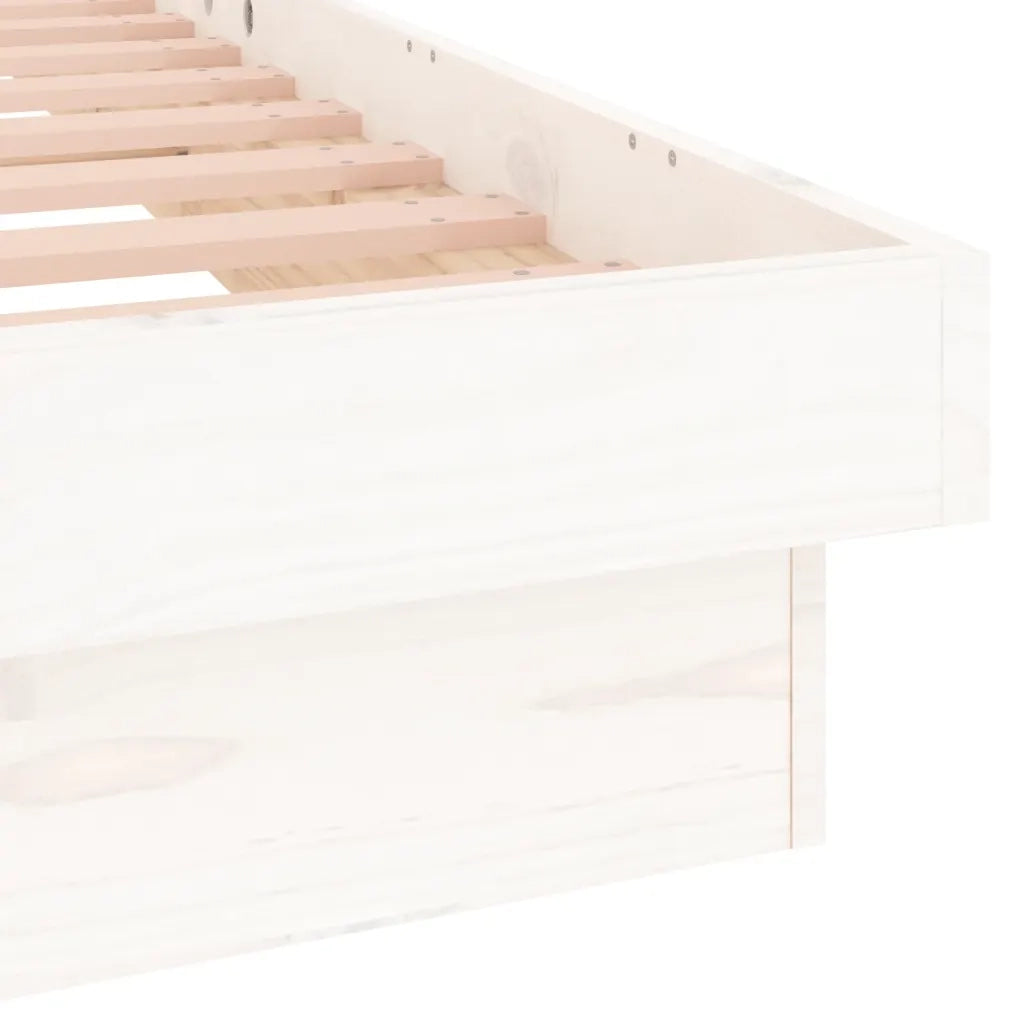 Giroletto LED-Struttura Letto con LED Bianco 135x190 cm Double in Legno Massello 650310