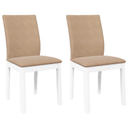 Sedie da Pranzo con Cuscini 2 pz | Sedie da cucina Bianco Legno Massello di Hevea
