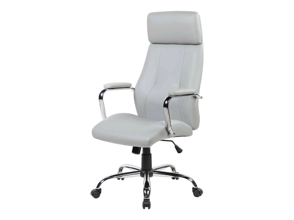 Sedia da ufficio Anselma, Poltrona presidenziale con braccioli, Sedia ergonomica da ufficio, 66x62h121/131 cm, Grigio