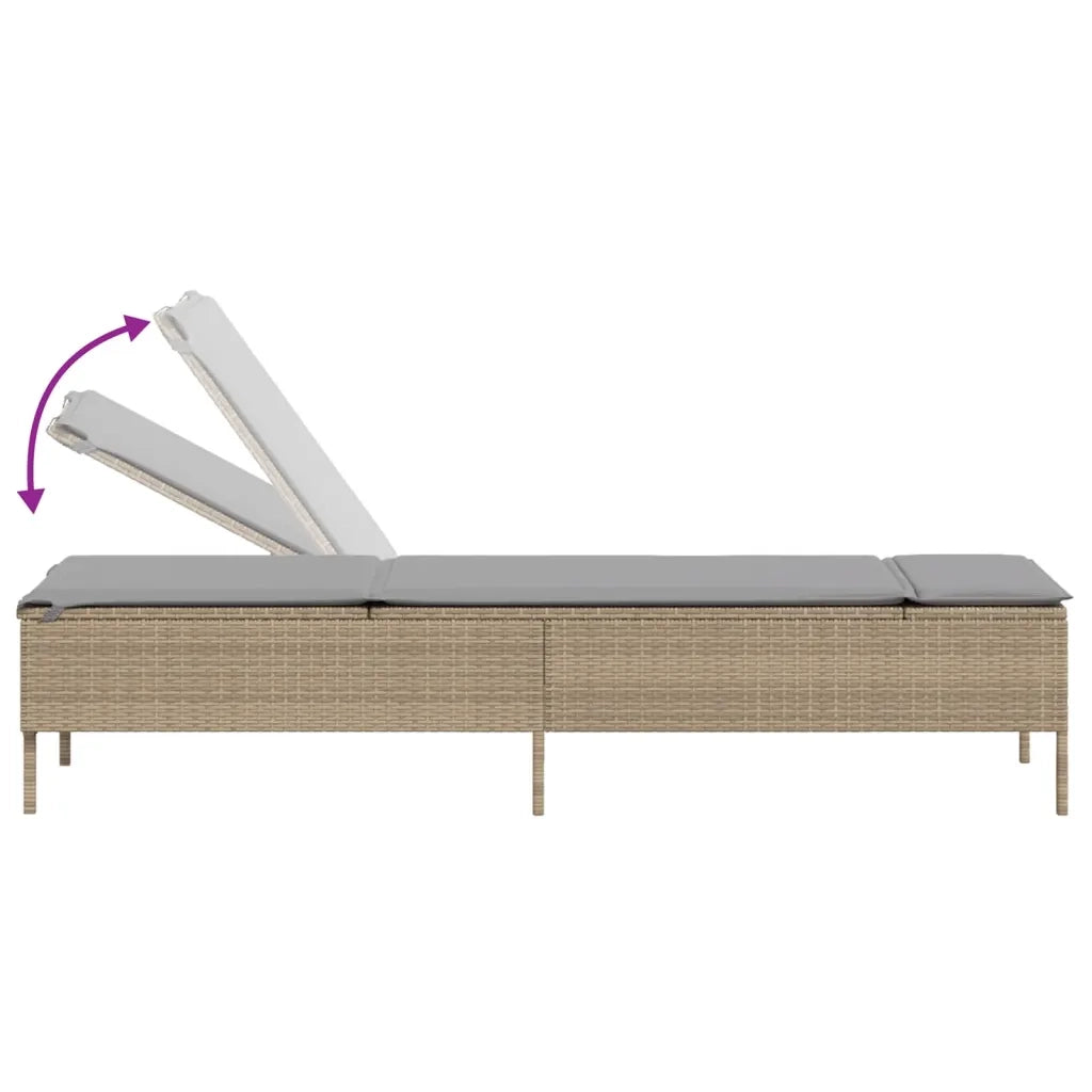 Lettini Prendisole 2 pz con Cuscini Beige in Polyrattan