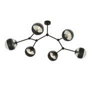 Lampadario Emibig Space 6 luci E14 nero vetro trasparente