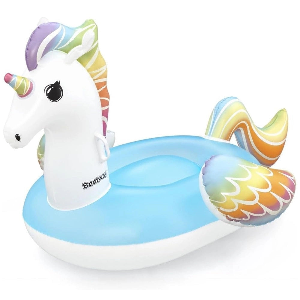 Trade Shop - Cavalcabile Unicorno Fantasy Galleggiante Gonfiabile Piscina Spiaggia Con Maniglie 41114 -