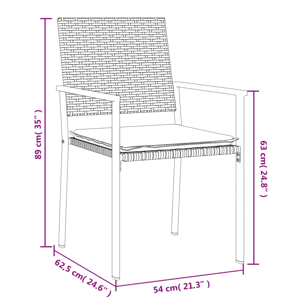 Set Pranzo da Giardino 9 pz con Cuscini in Polyrattan e Acciaio 3187030