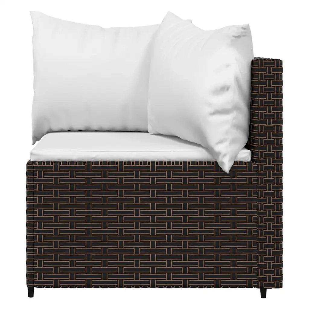 Set Mobili da Giardino 3 pz con Cuscini in Polyrattan Marrone 319759